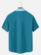 Men's Color-block Striped Casual Breathable Bowling Short Sleeve Shirt ElevenOasis