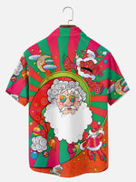 Tall Men's Psychedelic Groovy Christmas Santa Holiday Short Sleeve Shirt Eleven Oasis