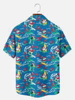 Tall Men's Santa Flamingo Tropical Christmas Short Sleeve Shirt Eleven Oasis