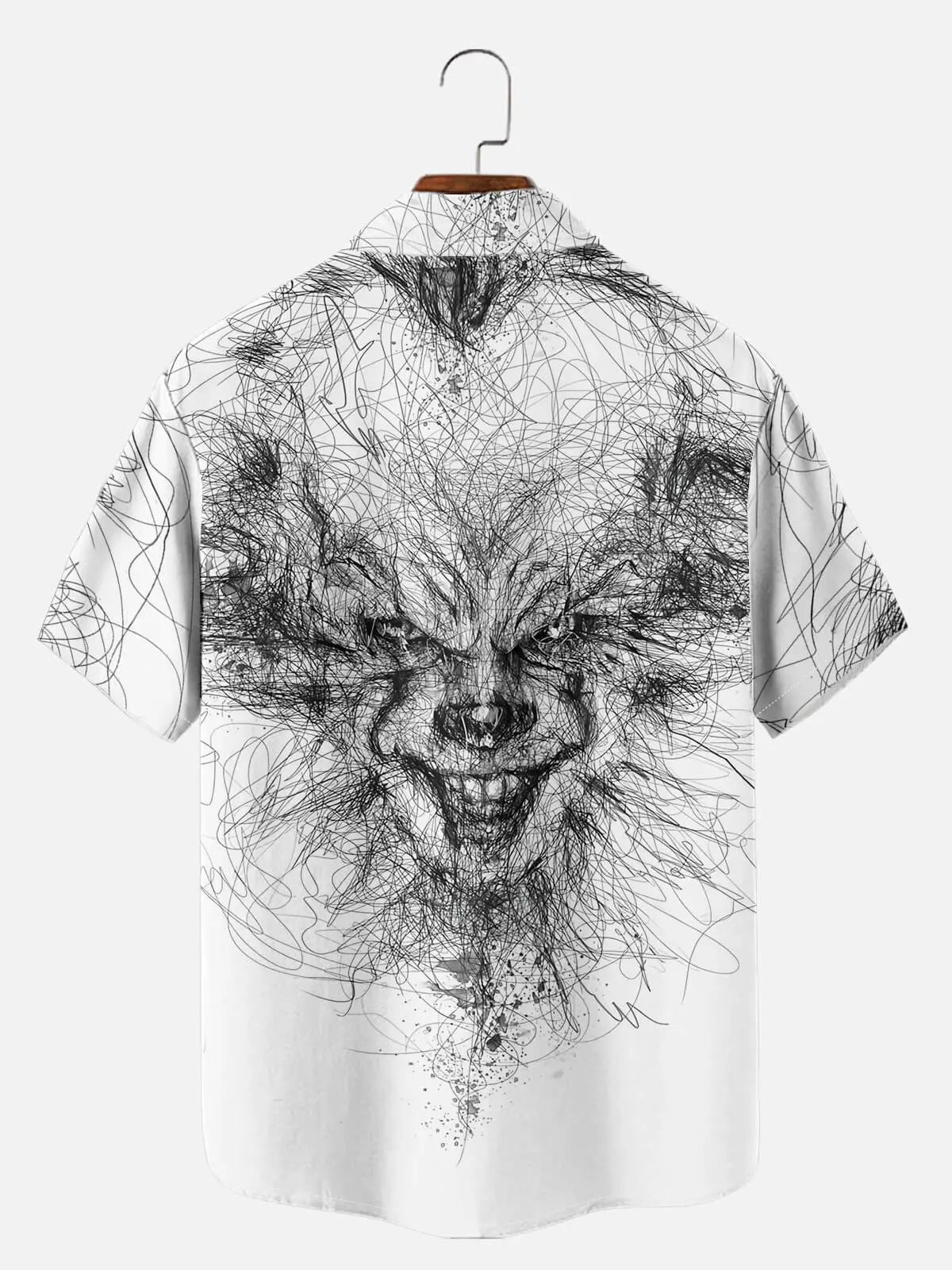 Tall Men's IT Pennywise Sketch Halloween Short Sleeve Shirt Eleven Oasis
