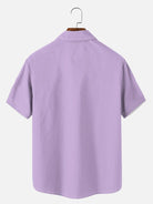 Tall Men's Casual Linen-Feel Printed Solid Color Button Short Sleeve Shirt ElevenOasis