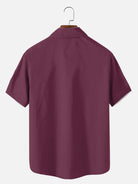Tall Men's Casual Linen-Feel Printed Solid Color Button Short Sleeve Shirt ElevenOasis