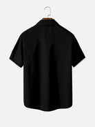 Tall Men's Retro Stripe Flamingo Shark Float Short Sleeve Shirt Eleven Oasis