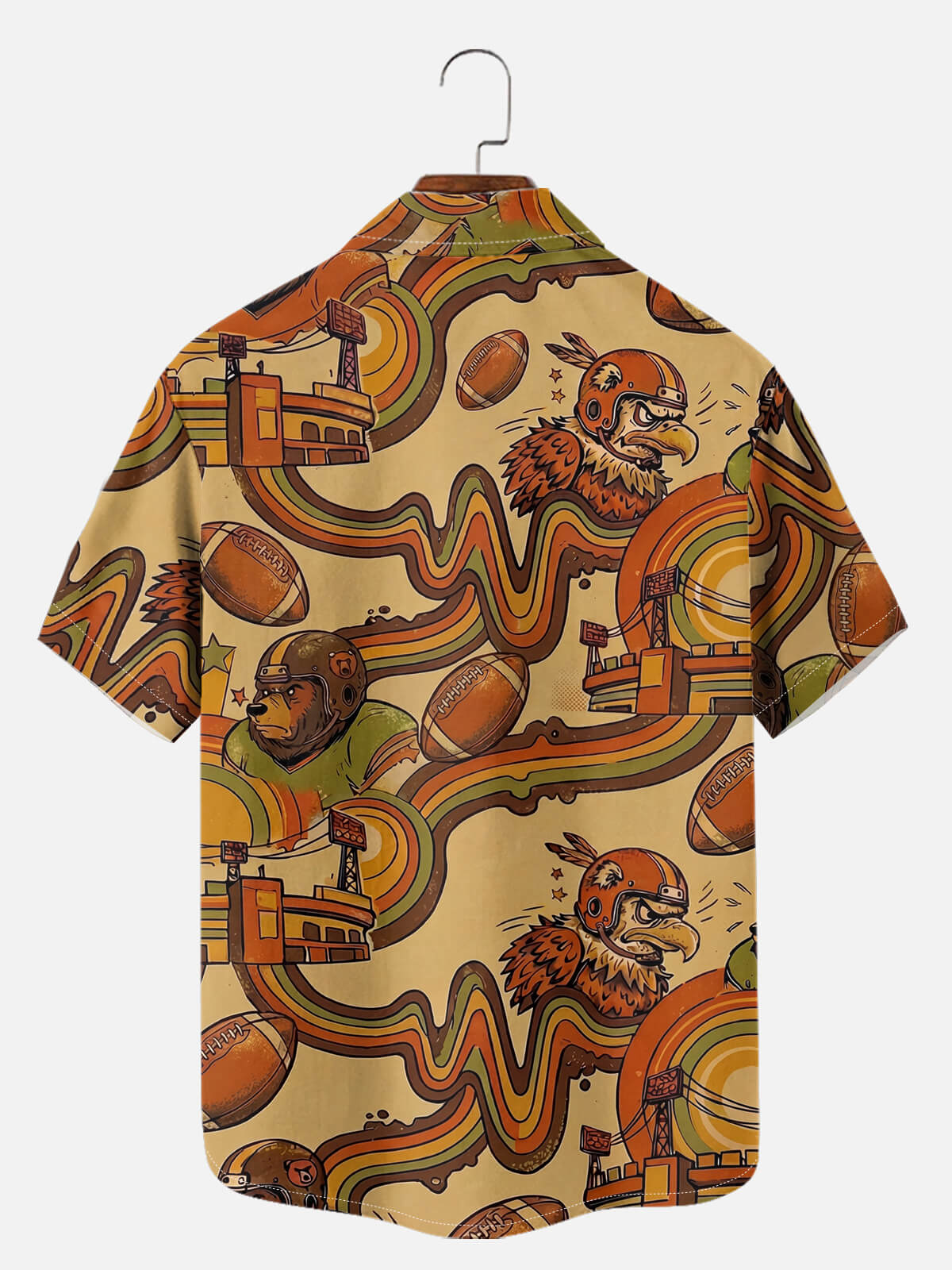 Tall Men's Retro Mascot Football Short Sleeve Shirt Eleven Oasis