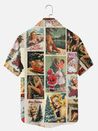 Tall Men's Vintage Pin-Up Merry Christmas Short Sleeve Shirt Eleven Oasis