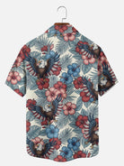 Tall Men's Patriotic Eagle Tropical Floral Short Sleeve Shirt Eleven Oasis