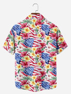 Tall Men's Tropical Americana Floral Short Sleeve Shirt Eleven Oasis