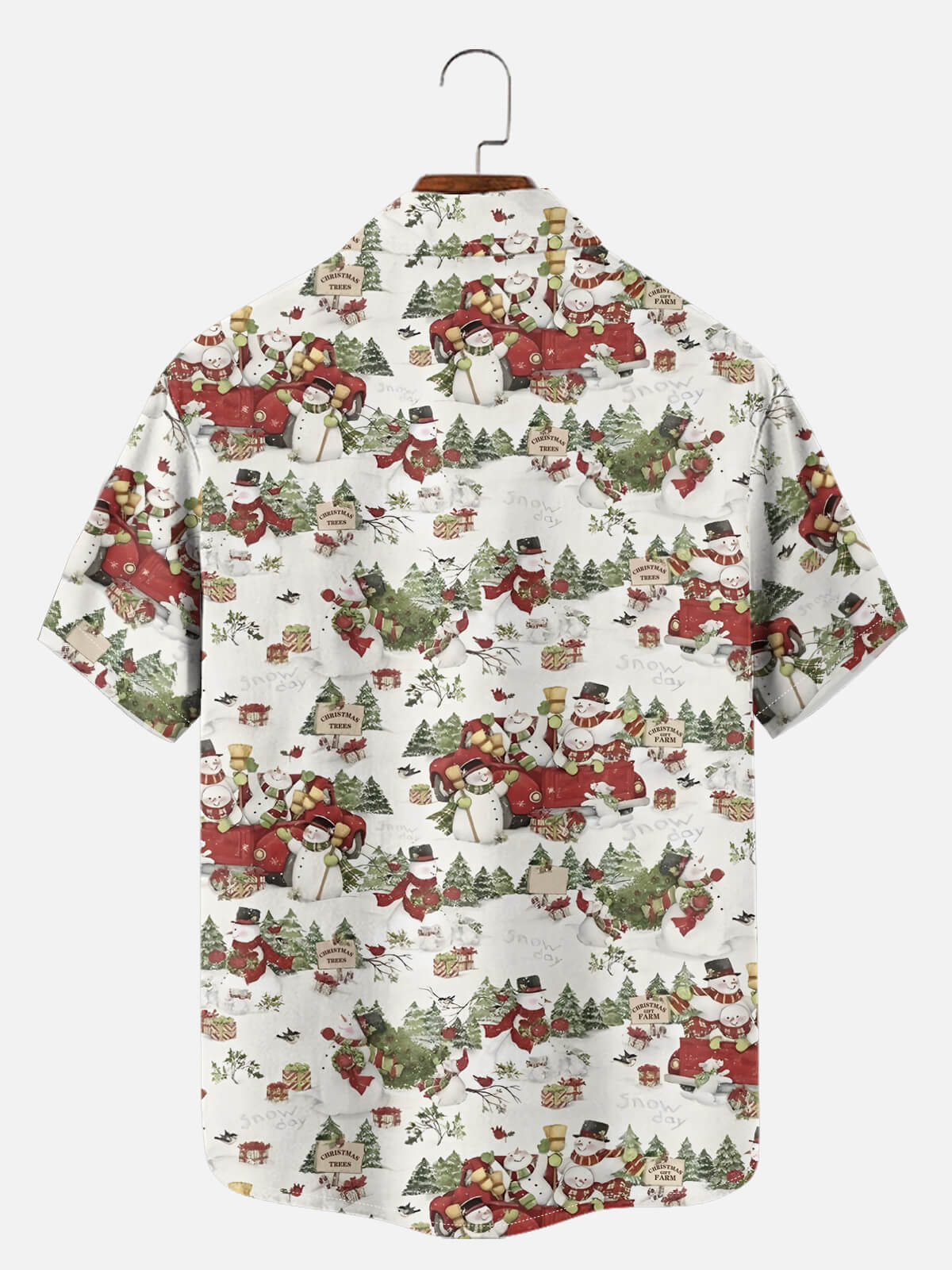 Tall Men's Classic Snowman Holiday All-Over Print Short Sleeve Shirt ElevenOasis