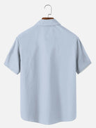 Tall Men's Casual Linen-Feel Printed Solid Color Button Short Sleeve Shirt ElevenOasis