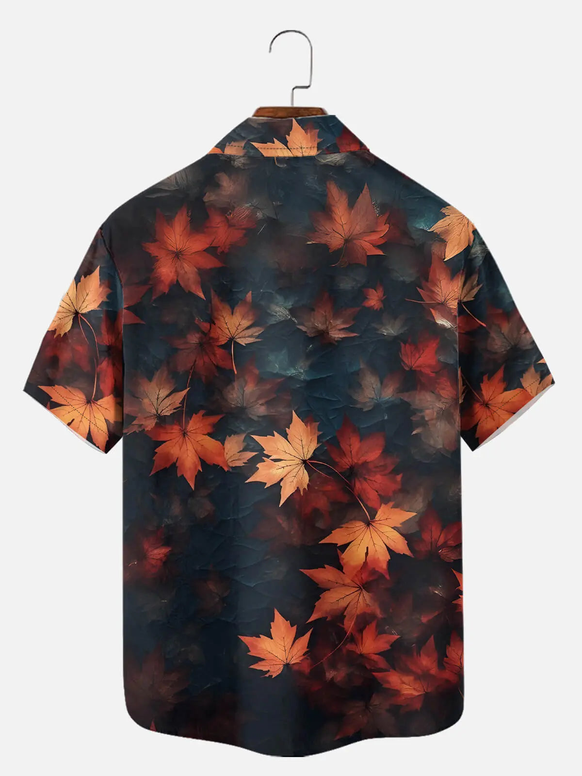 Tall Men's Fall Maple Leaves Short Sleeve Shirt Eleven Oasis