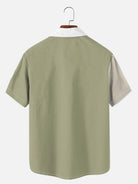 Men's Retro Panel Stripe Bowling Short Sleeve Shirt Eleven Oasis