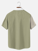 Men’s Retro Panel Stripe Bowling Short Sleeve Shirt Eleven Oasis