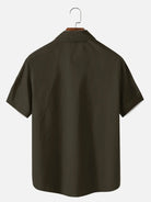 Men's Basic 50s Style Bowling Short Sleeve Shirt ElevenOasis