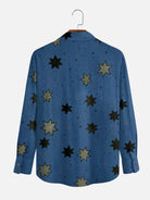 Men's Vintage Circus Print with Crocodile and Monkey Long Sleeve Shirt?