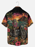 Tall Men's Tropical Skull Biker Short Sleeve Shirt Eleven Oasis