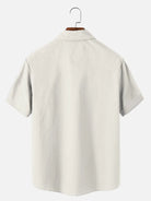 Tall Men's Casual Linen-Feel Printed Solid Color Button Short Sleeve Shirt ElevenOasis