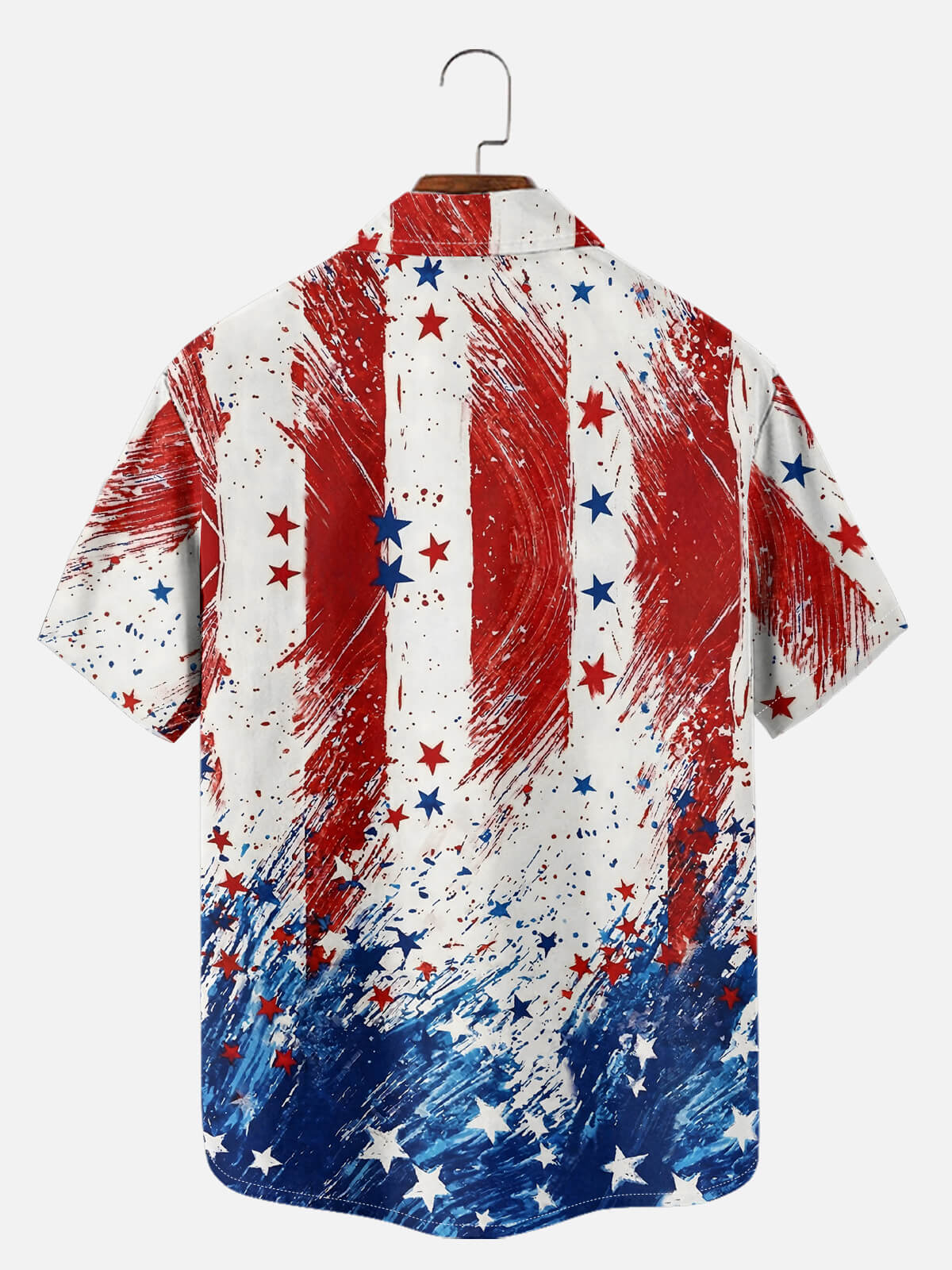 Men's Patriotic Paint Splash Short Sleeve Shirt Eleven Oasis