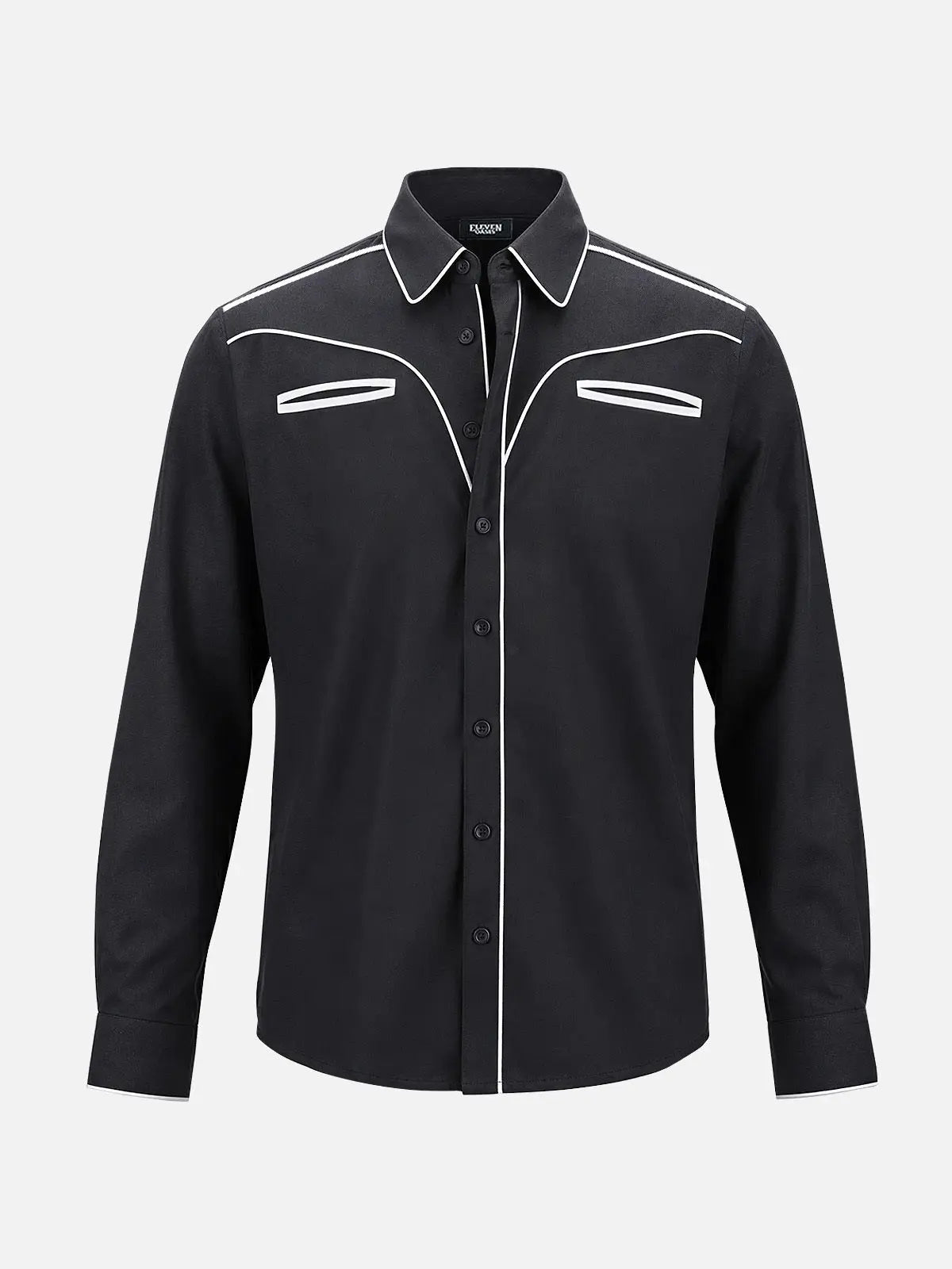 Men's Western Yoke Contrast Piping Long Sleeve Shirt