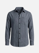 Men's Textured Linen-Look Pocket Long Sleeve Shirt Eleven Oasis