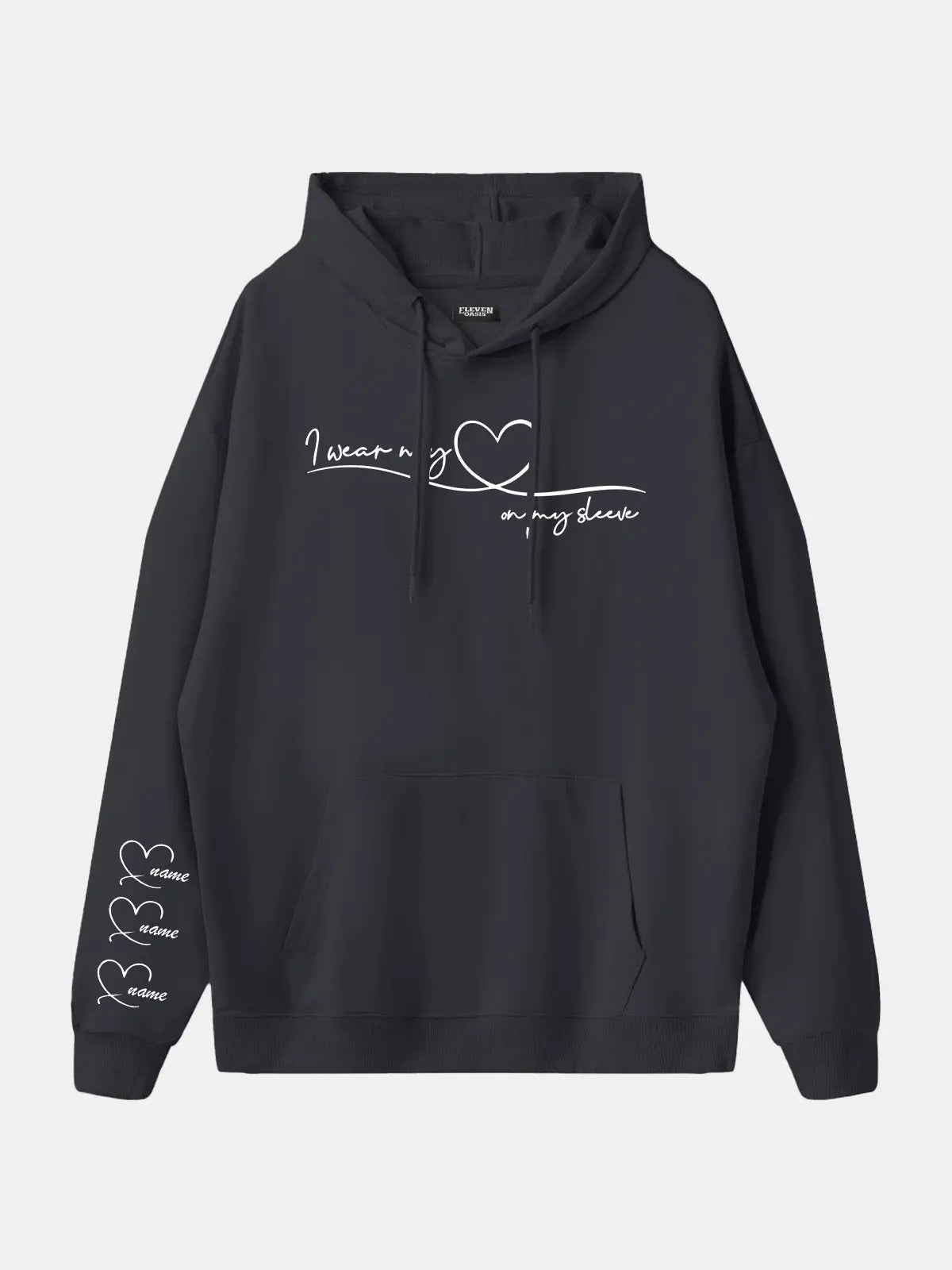 Custom Heart Sleeve Hoodie Eleven Oasis