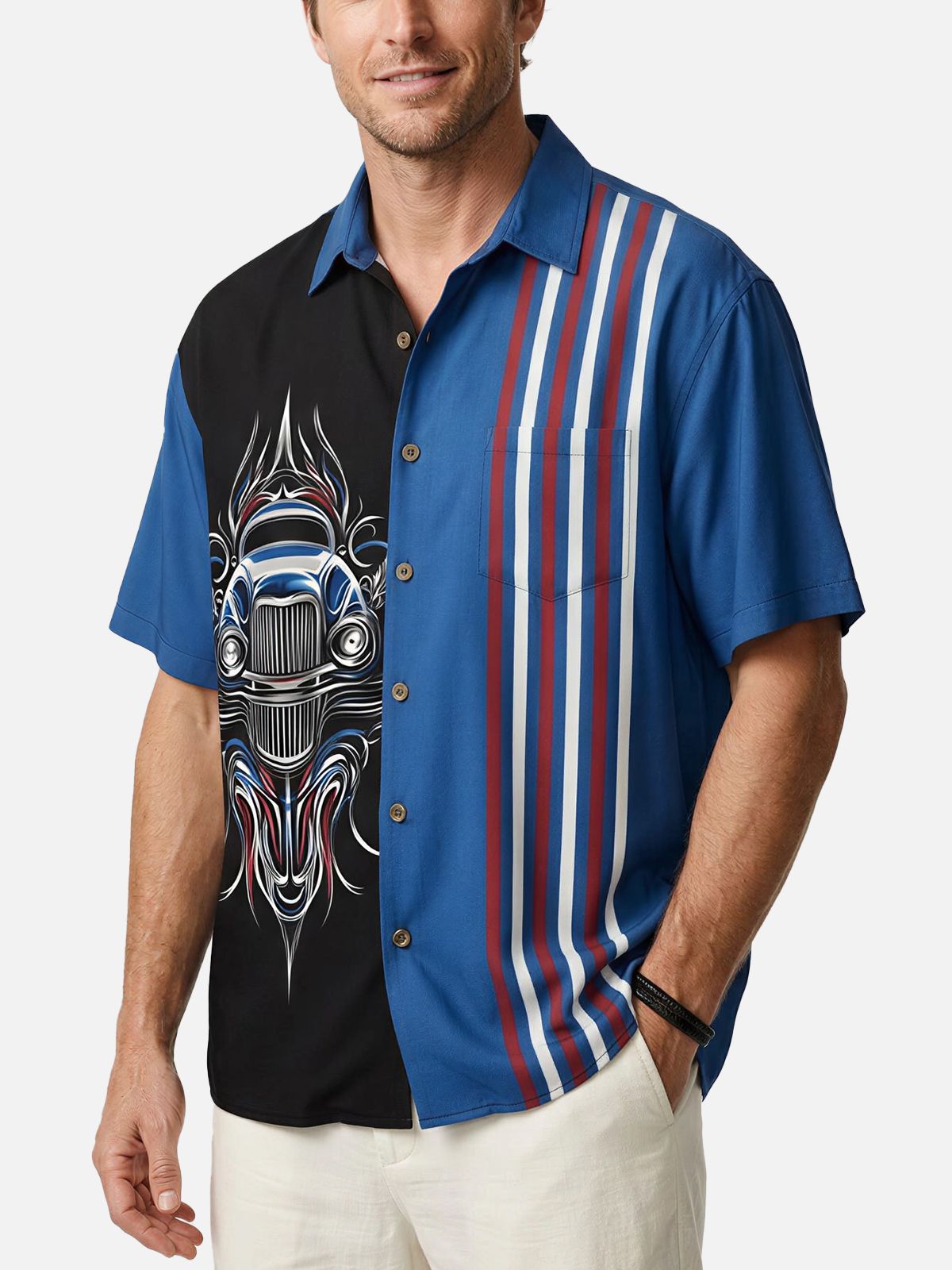 Men's Pinstripe Roadster Short Sleeve Shirt Eleven Oasis