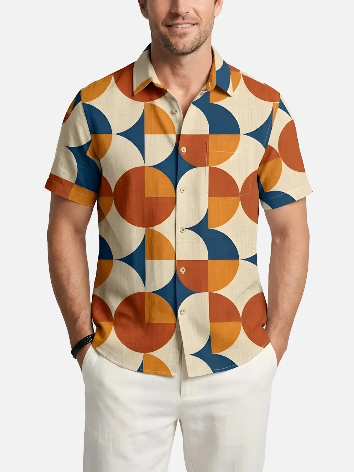Men's Mid-Century Mosaic Short Sleeve Shirt Eleven Oasis
