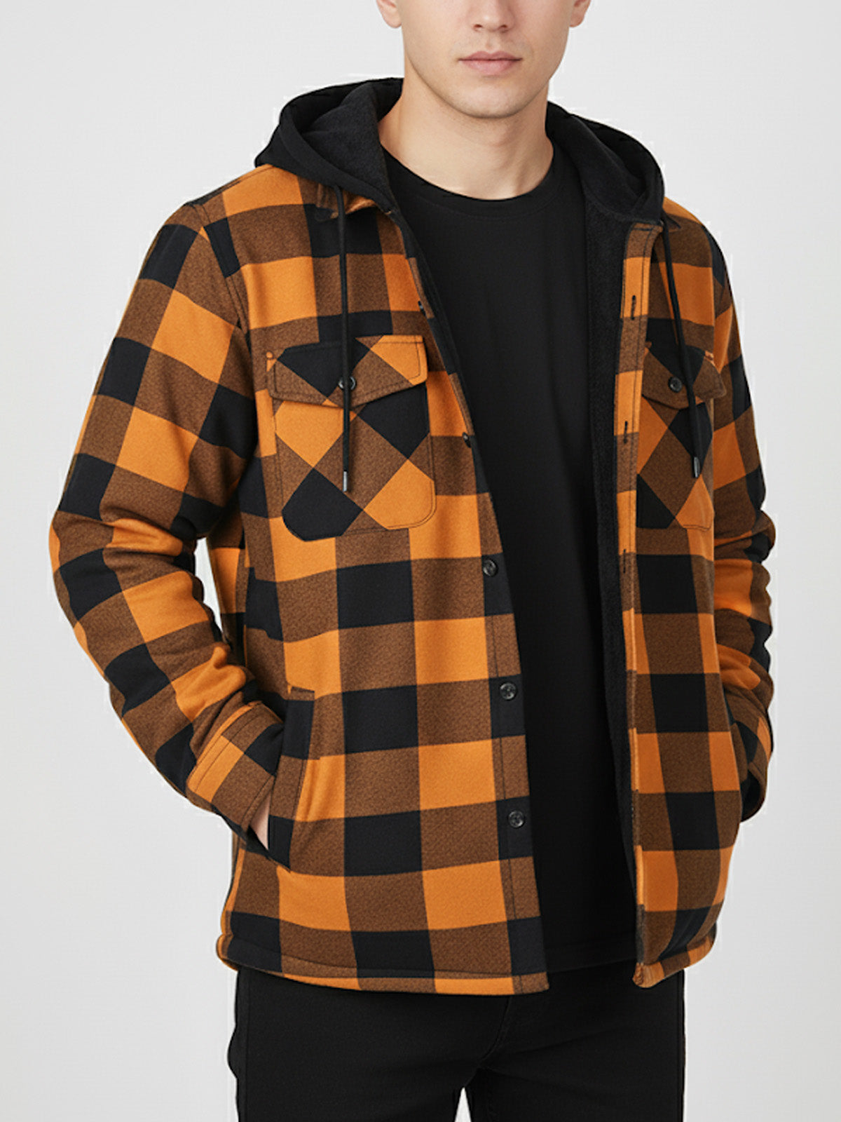 Men's Hooded Fleece Lined Flannel Shirt Jacket Eleven Oasis