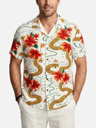 Men's Retro Abstract Leopard Floral Short Sleeve Shirt Eleven Oasis