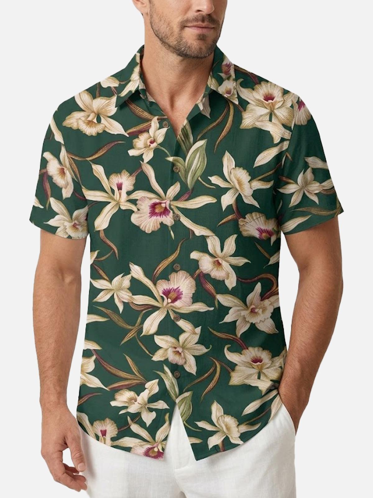 Men's Orchid Garden Short Sleeve Shirt ElevenOasis