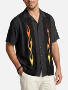 Men's Dragstrip Flame Hot Rod Short Sleeve Shirt Eleven Oasis