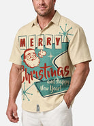 Men's Mid-Century Modern Santa Holiday Short Sleeve Shirt 
