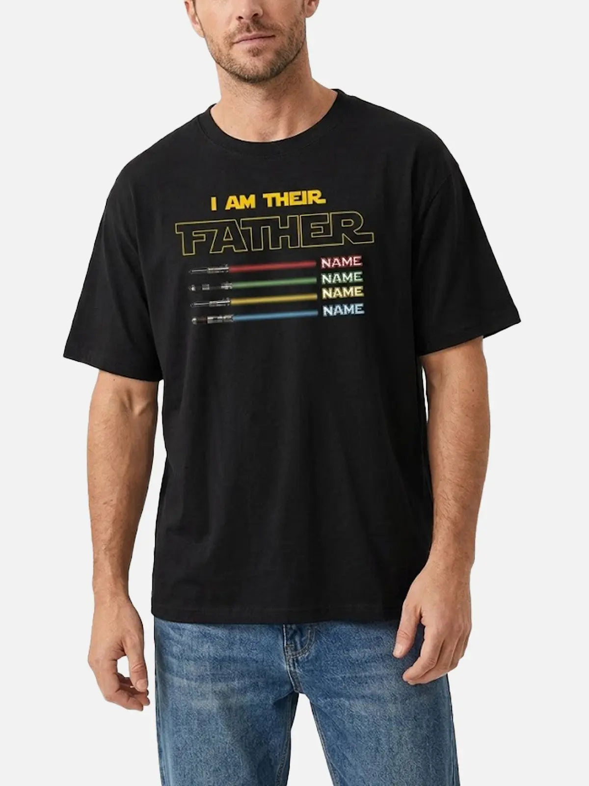 Men's Custom Lightsaber Father's Day Short Sleeve T-Shirt Eleven Oasis