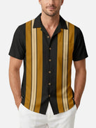 Men's Retro Multi Stripe Panel Short Sleeve Shirt Eleven Oasis