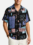 Men's Mid-Century Atomic Mixed Pattern Short Sleeve Shirt ElevenOasis