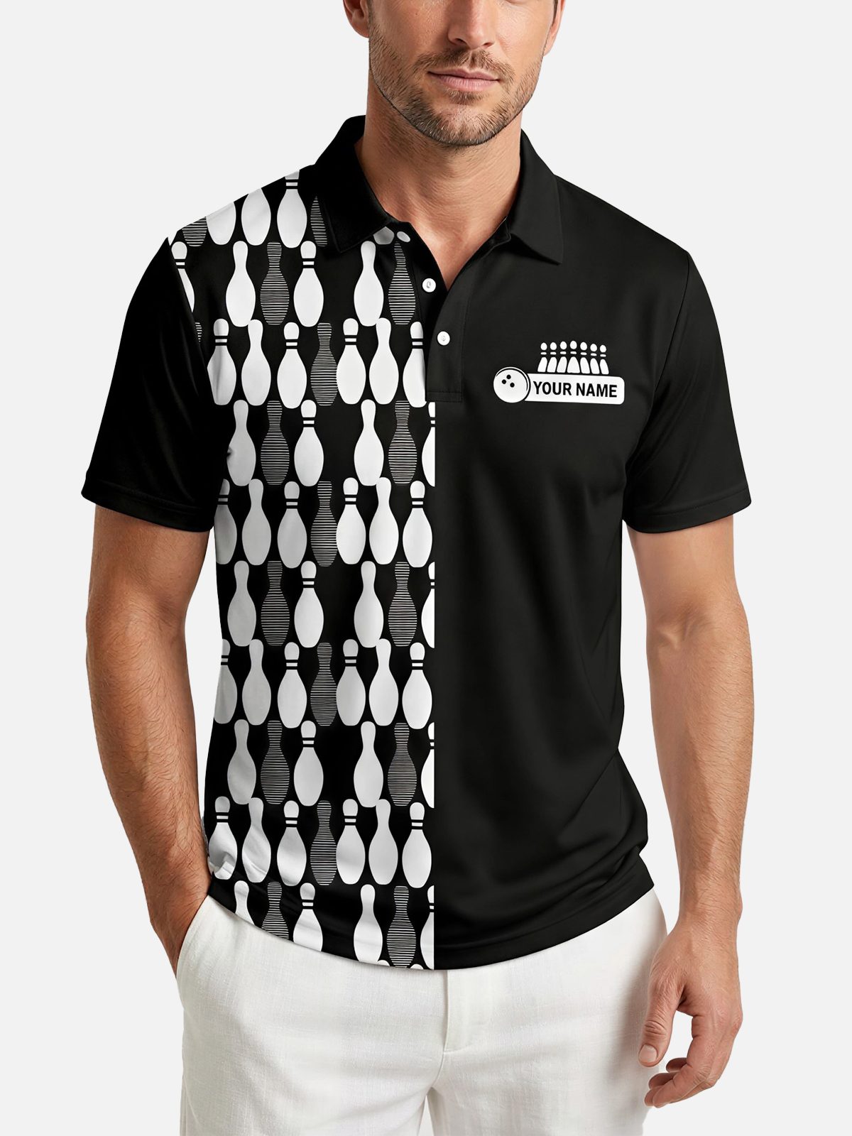 Men's Custom Kingpin Lanes Short Sleeve Polo Shirt Eleven Oasis