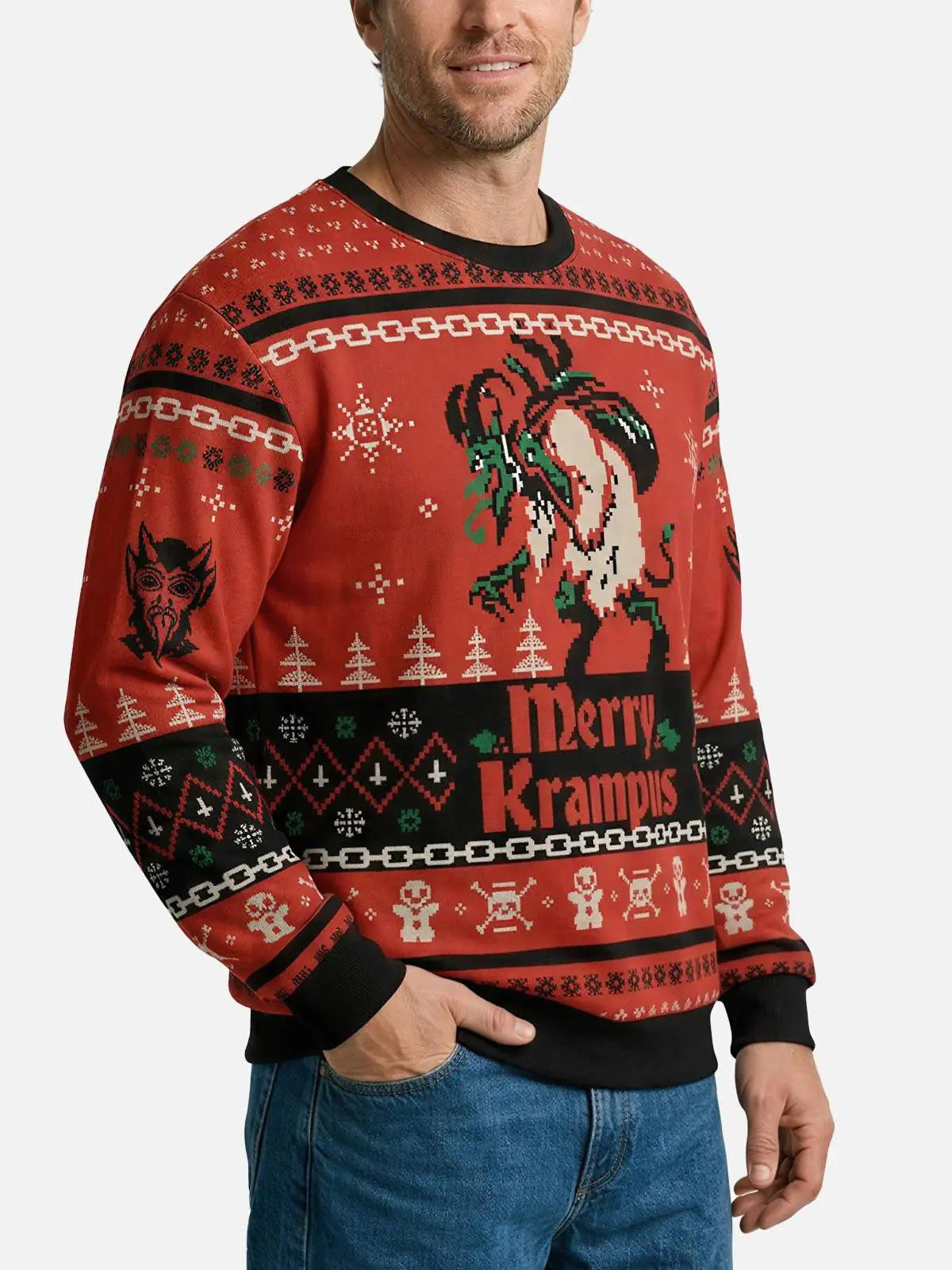 Merry Krampus Dark Christmas Ugly Christmas Sweater ElevenOasis