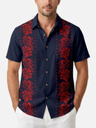 Men's Vintage Floral Panel Short Sleeve Shirt Eleven Oasis