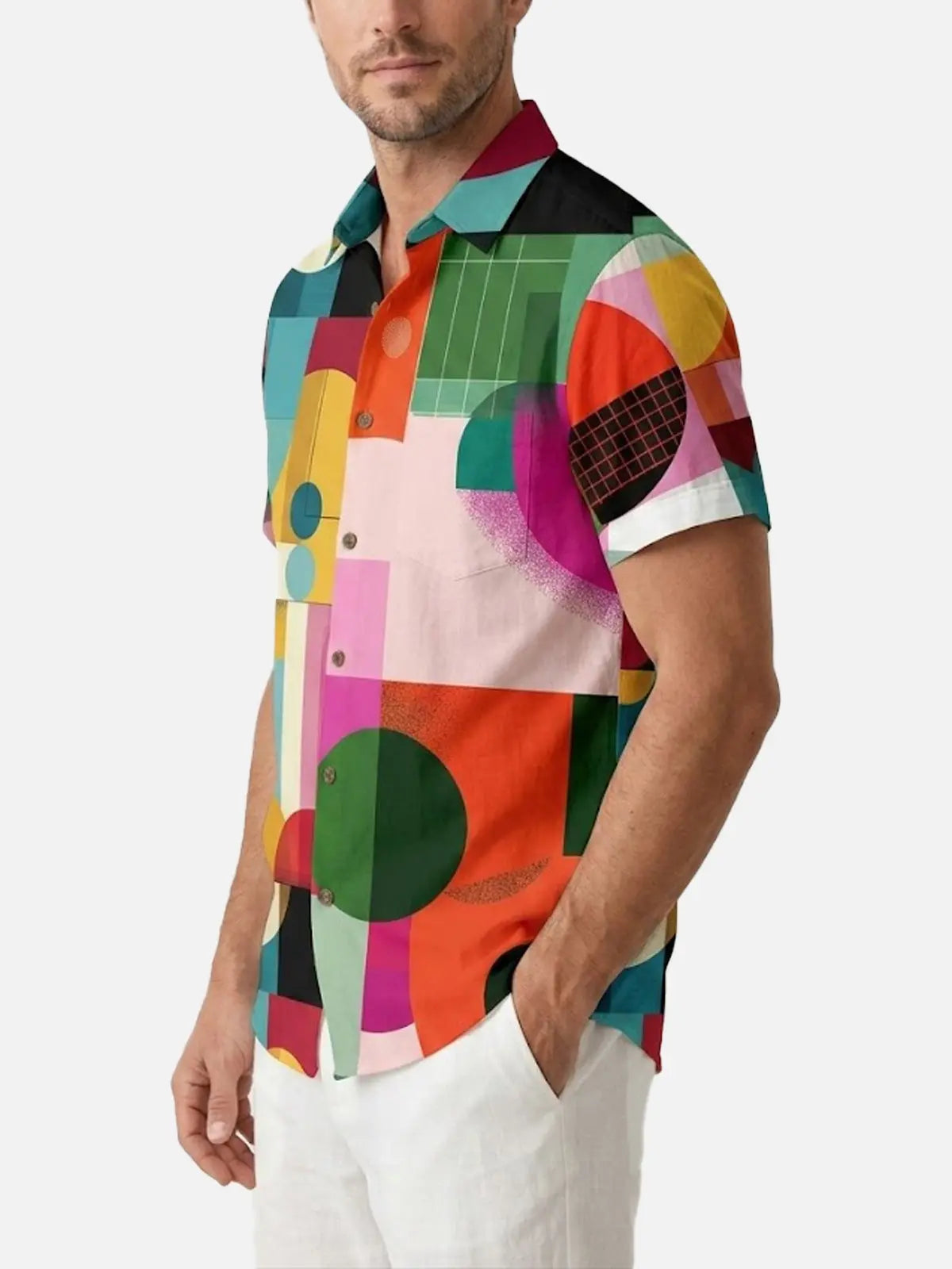 Men's Mid-Century Geometric Short Sleeve Shirt Eleven Oasis