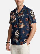 Men's Patriotic Pin-Up Nautical Short Sleeve Shirt Eleven Oasis