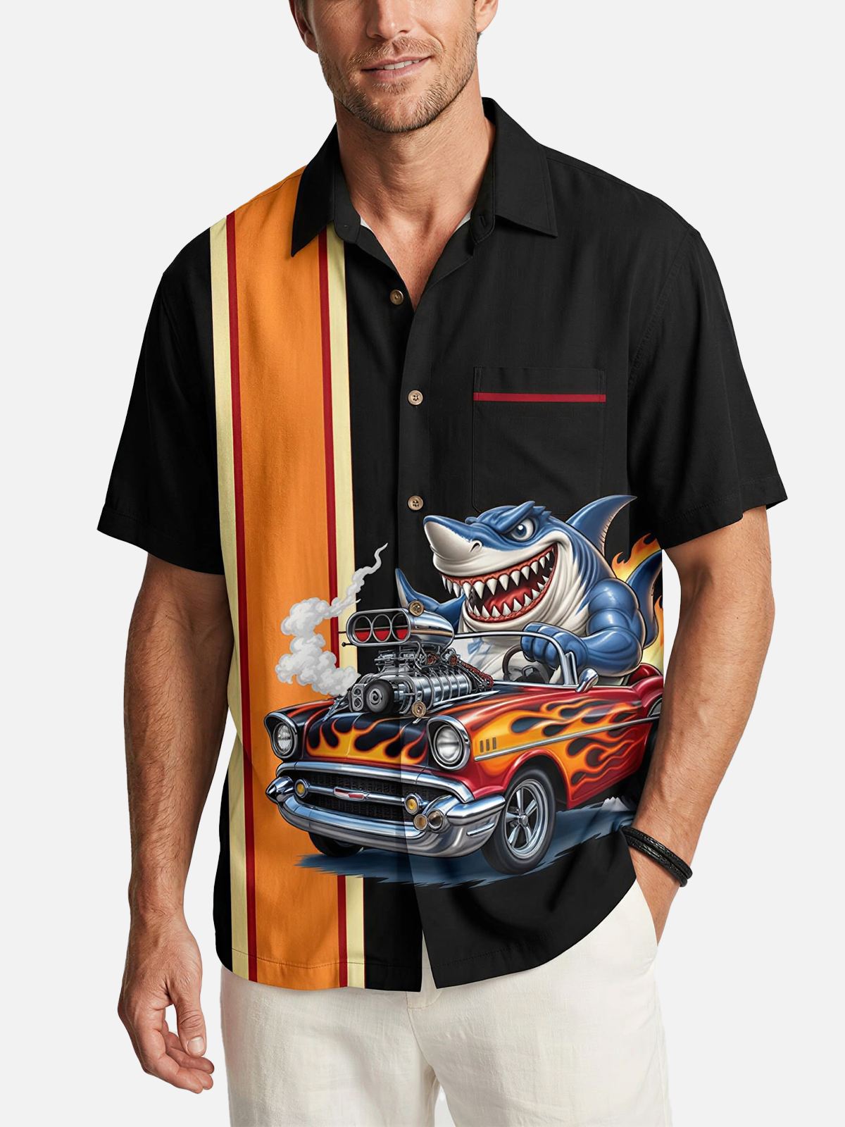 Men's Shark Hot Rod Short Sleeve Shirt Eleven Oasis