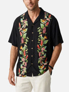Men's Bird of Paradise Floral Panel Camp Collar Short Sleeve Shirt ElevenOasis