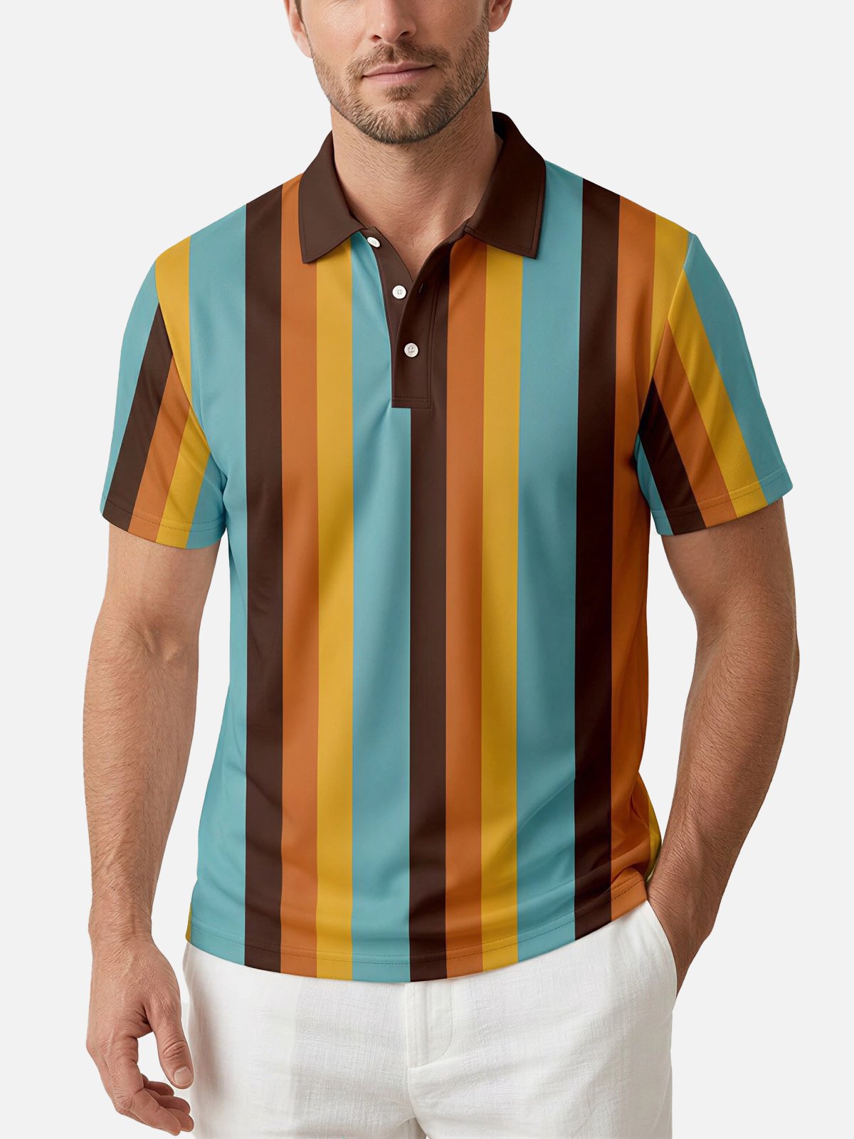 Men's Championship Stripe Short Sleeve Polo Shirt Eleven Oasis