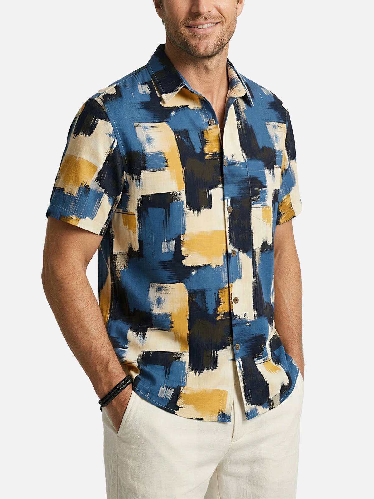 Men's Gallery Brushstroke Short Sleeve Shirt Eleven Oasis