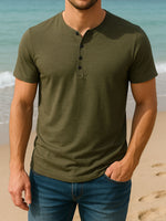 Men's Classic Cotton Henley T-Shirt Eleven Oasis