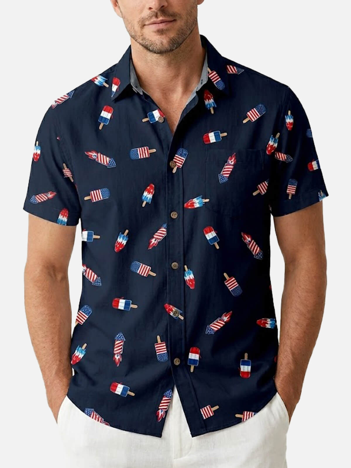 Men's Patriotic Popsicle Short Sleeve Shirt Eleven Oasis
