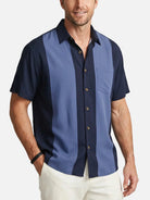 Men's Basic 50s Style Bowling Short Sleeve Shirt ElevenOasis