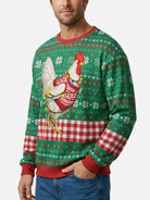 Rooster Christmas Lights Ugly Christmas Sweater ElevenOasis