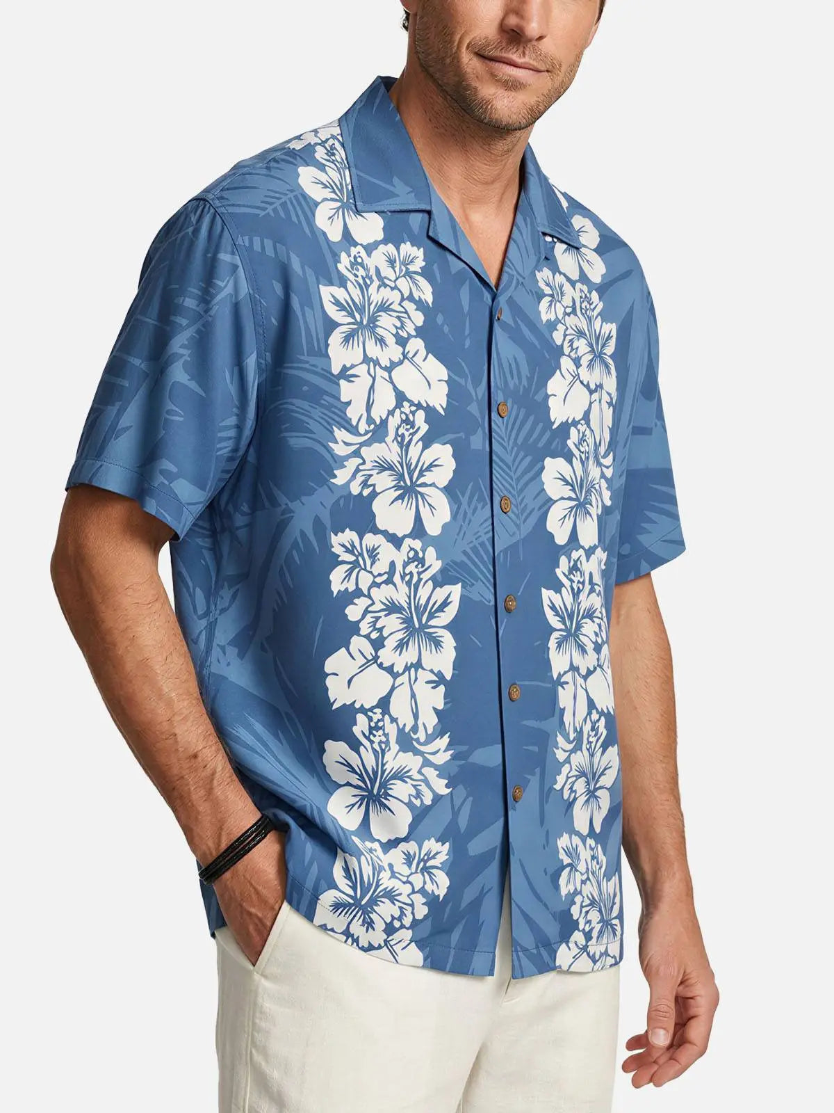 Men's Classic Hibiscus Panel Hawaiian Short Sleeve | Eleven Oasis