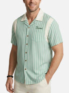 Men's Custom Vintage Stripe Bowling Short Sleeve Shirt Eleven Oasis