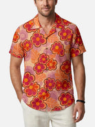 Men's Retro Groovy Floral Short Sleeve Shirt Eleven Oasis